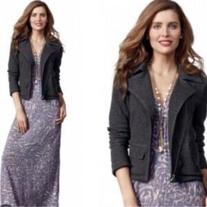 CAbi Charcoal Gray Indy Moto Asymmetrical Textured Jacket